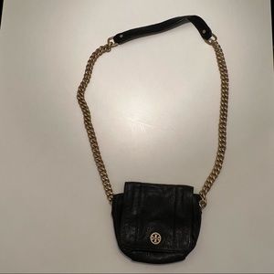 Tory Burch Black Leather and Gold Crossbody Bag